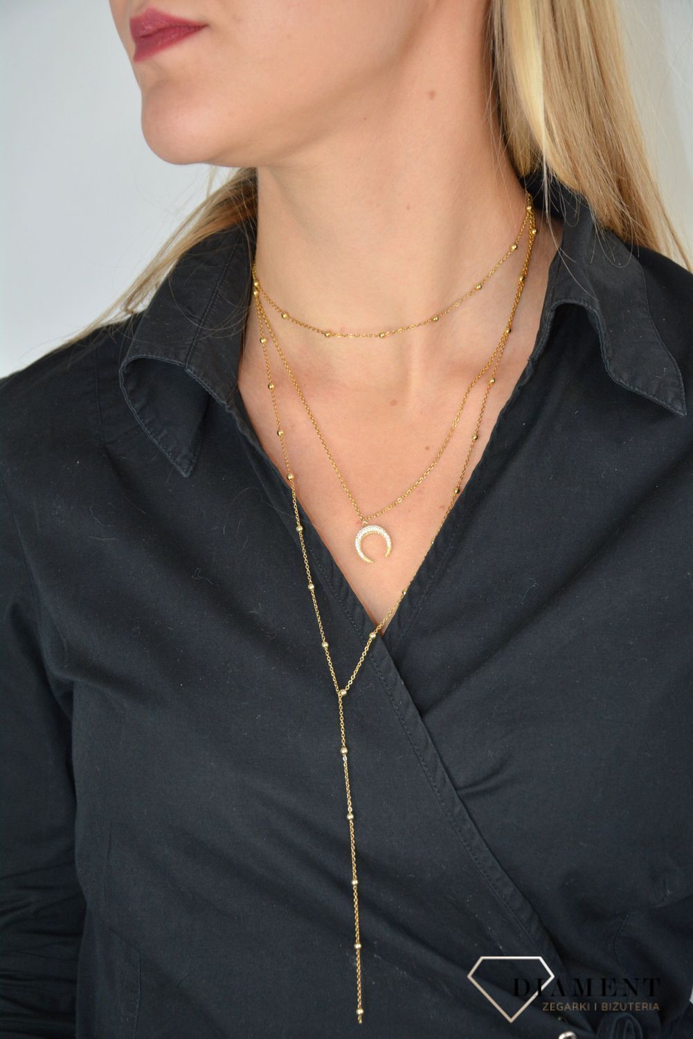 Srebrny naszyjnik potrójny pozłacany księżyc DIA-NSZ-0068-925.jpg